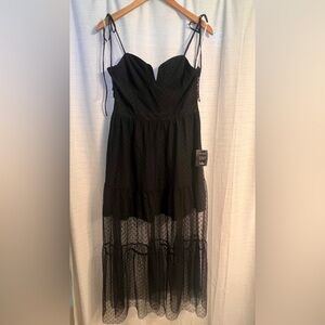 NWT - Lulu’s Black Polka Dot High/Low Dress